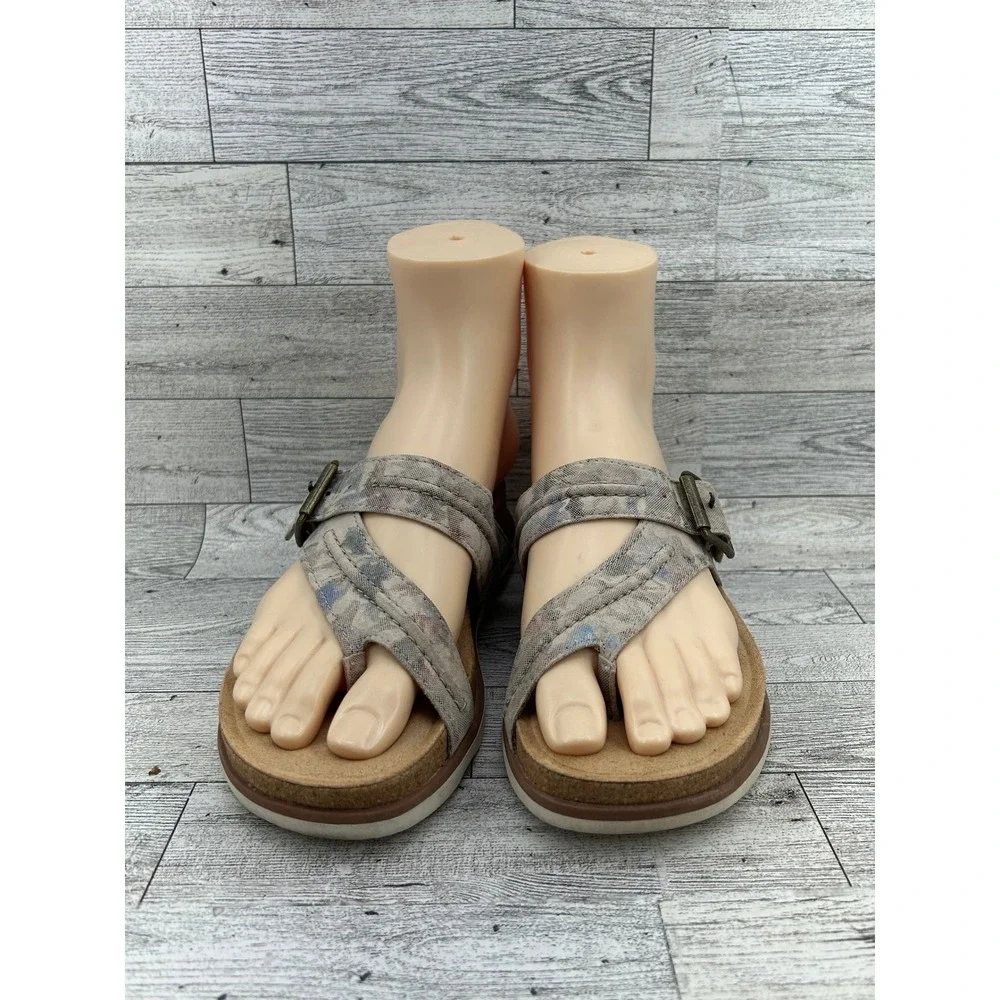 Clarks Collection Mira‎ Tide Women Sz 6M Taupe Floral Slide Sandals 261662364035